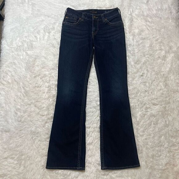 Silver Jeans Suki Bootcut Womens Jeans Size 28x32 Dark Wash Blue Denim - Picture 1 of 9
